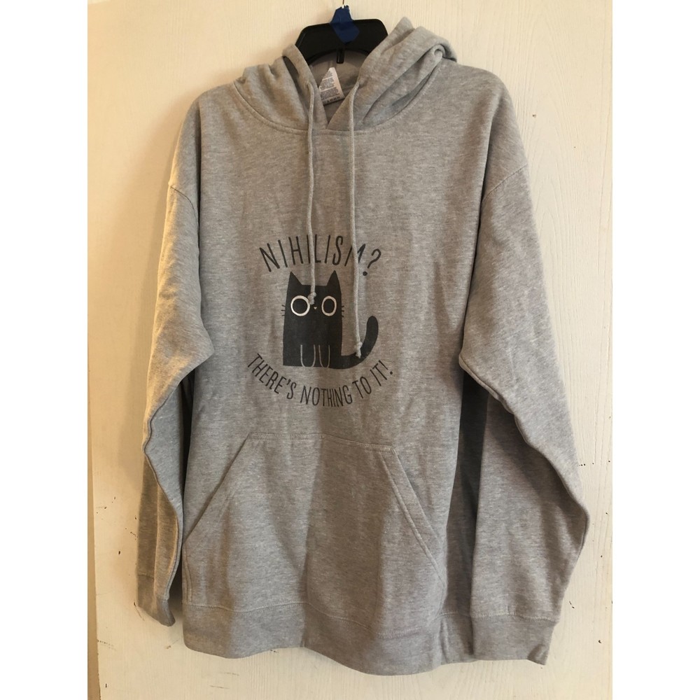 Nihilism Gray Hoodie XL Delta Fleece "There's Nothing To It!" NEW